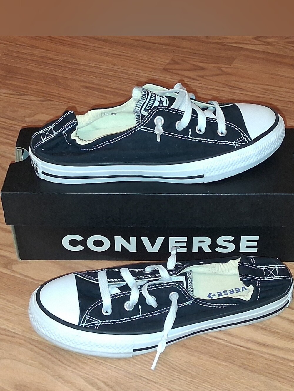 Converse Juniors Black and White Low-Top Canvas Sneakers